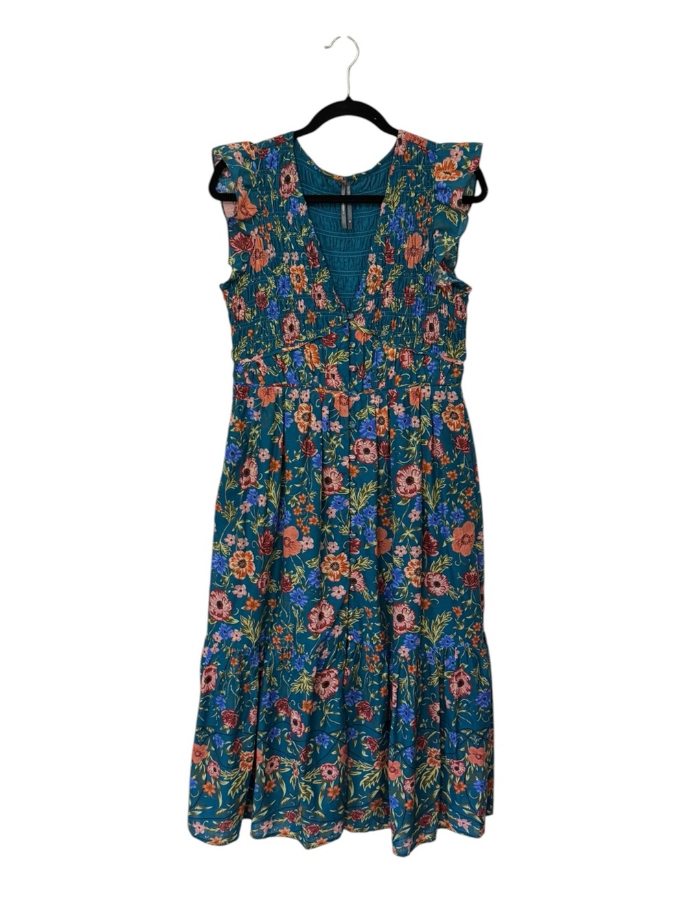 ANTHROPOLOGIE | The Peregrine Midi Dress in Iris Blue Floral, Size Med Petite - Picture 4 of 12
